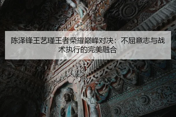 陈泽锋王艺瑾王者荣耀巅峰对决：不屈意志与战术执行的完美融合